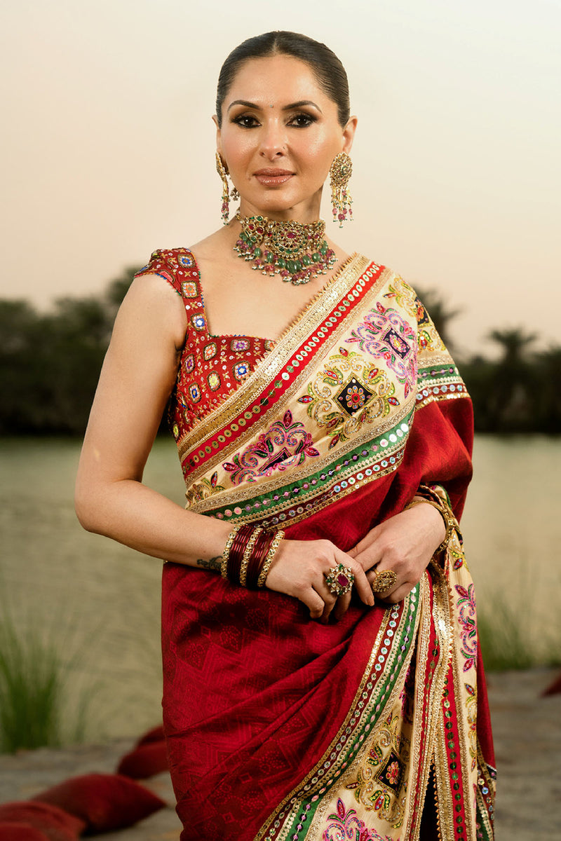 Red Banno Saree Set