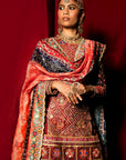 Red and Orange Banno Sharara Set