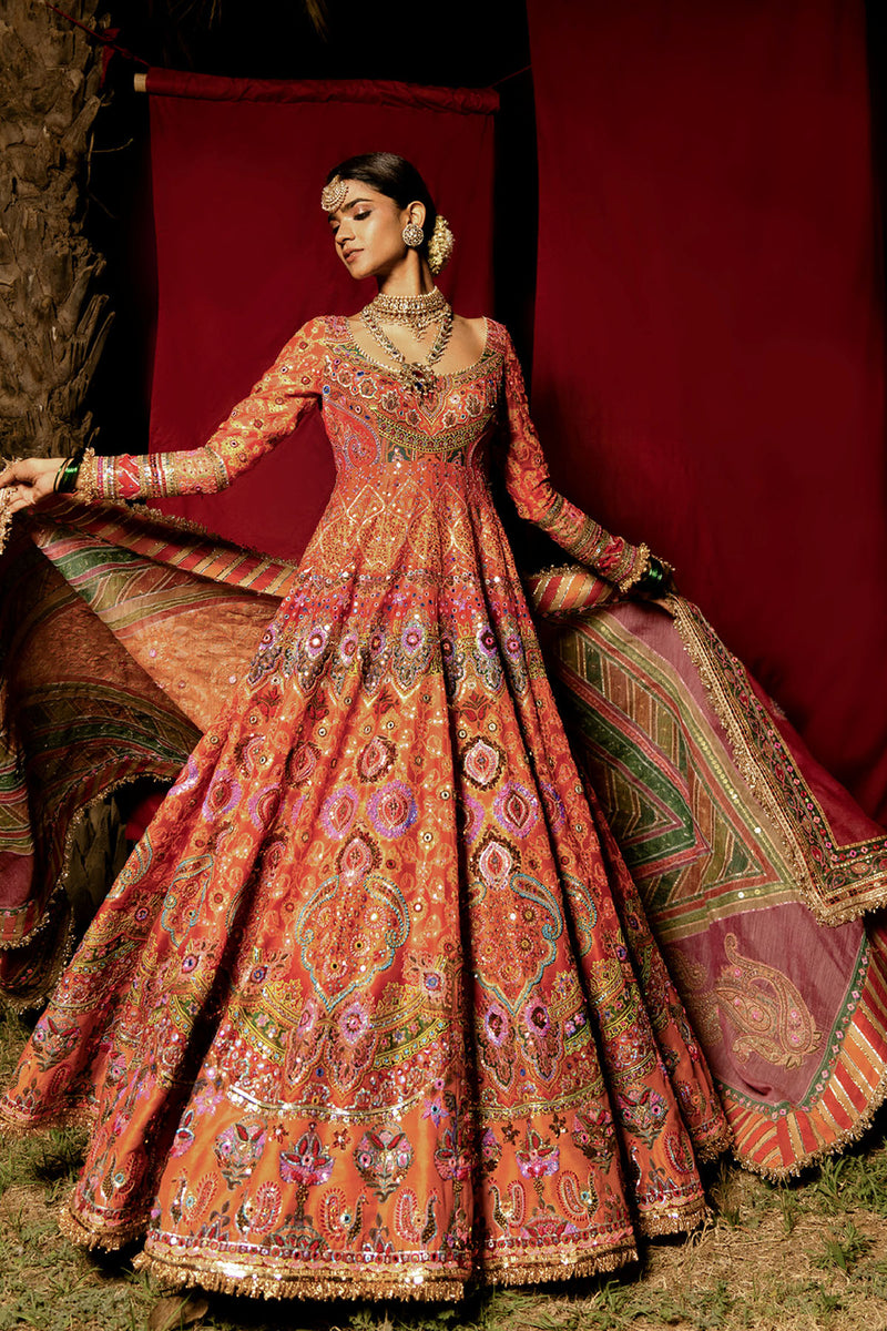 Orange Banno Anarkali Set