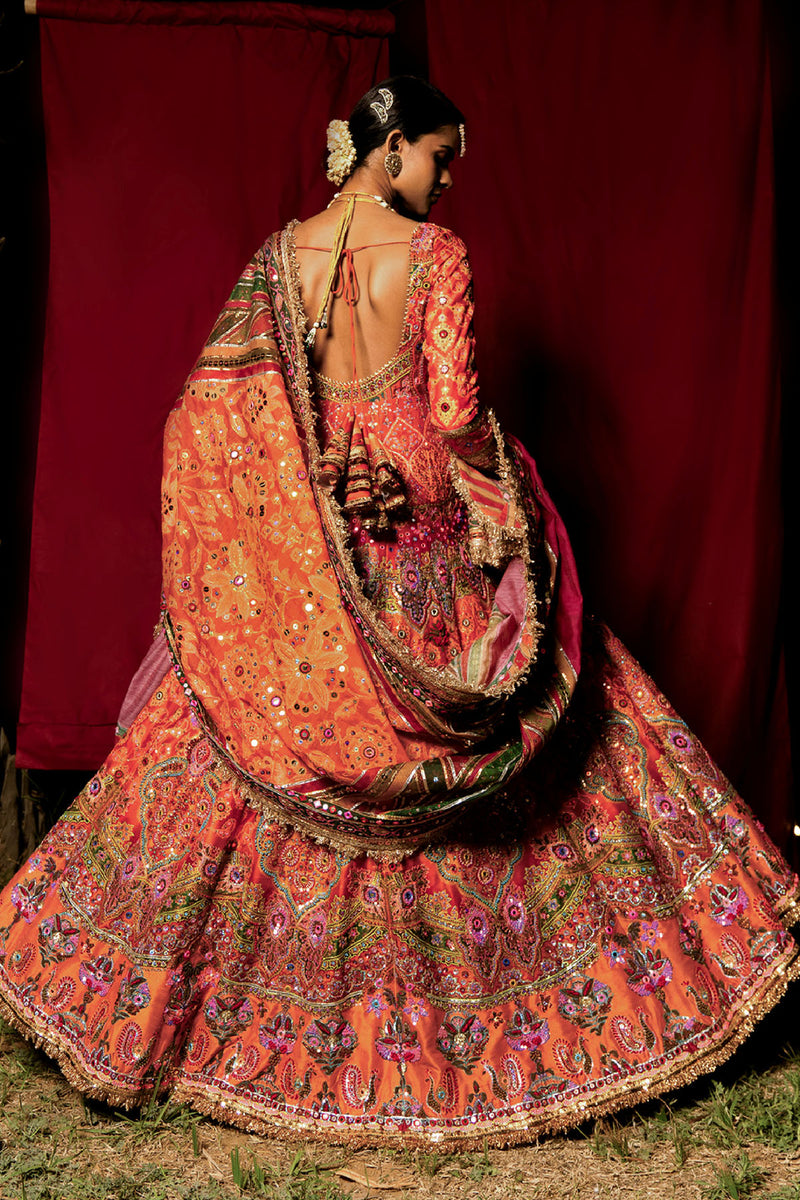 Orange Banno Anarkali Set