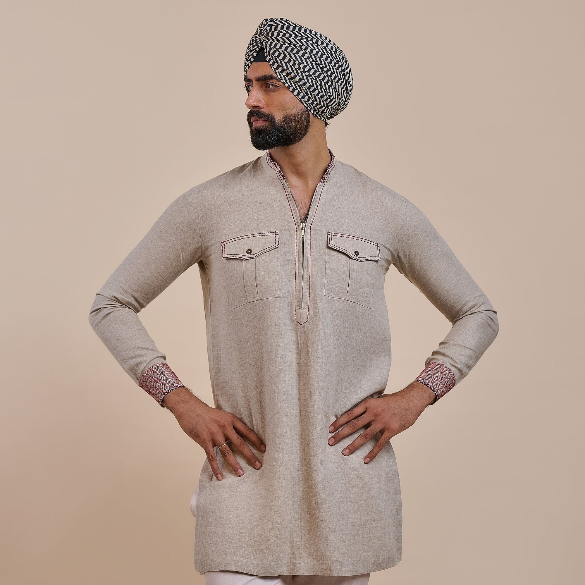 Ivory - Peach Solid Kurta | Atth