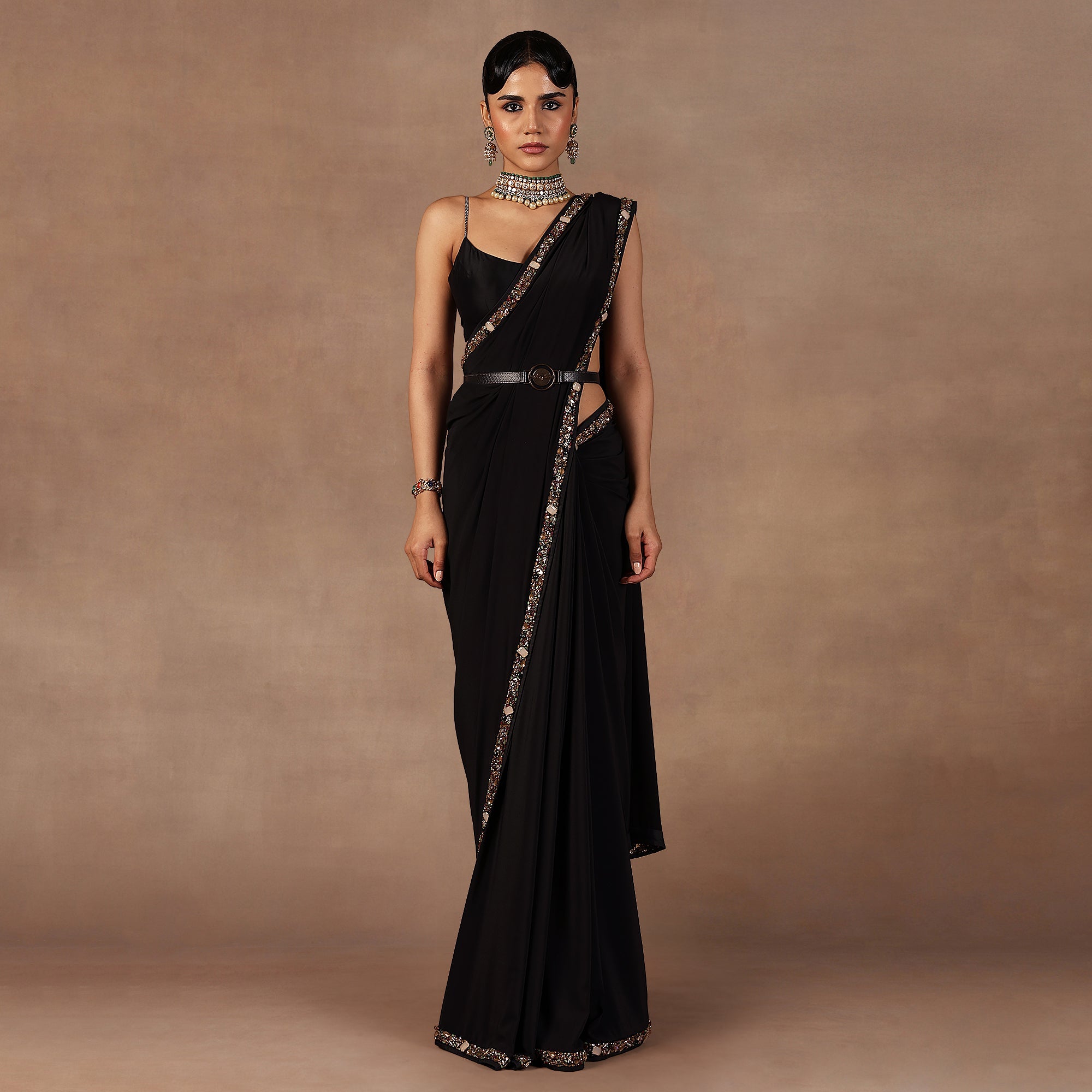 Jewelled Black Saree Set
