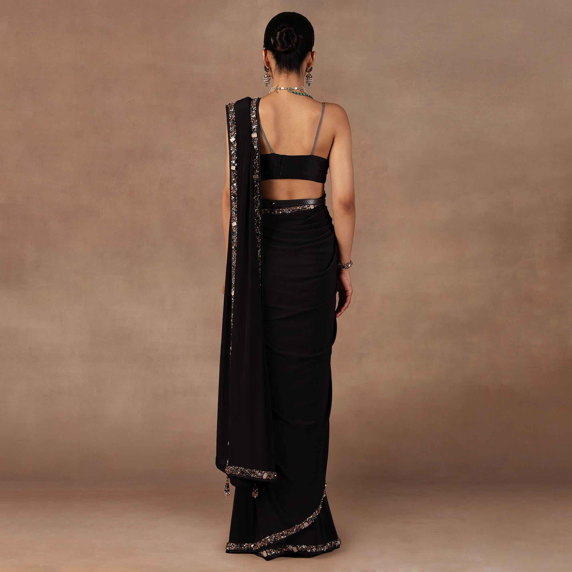 Jewelled Black Saree Set