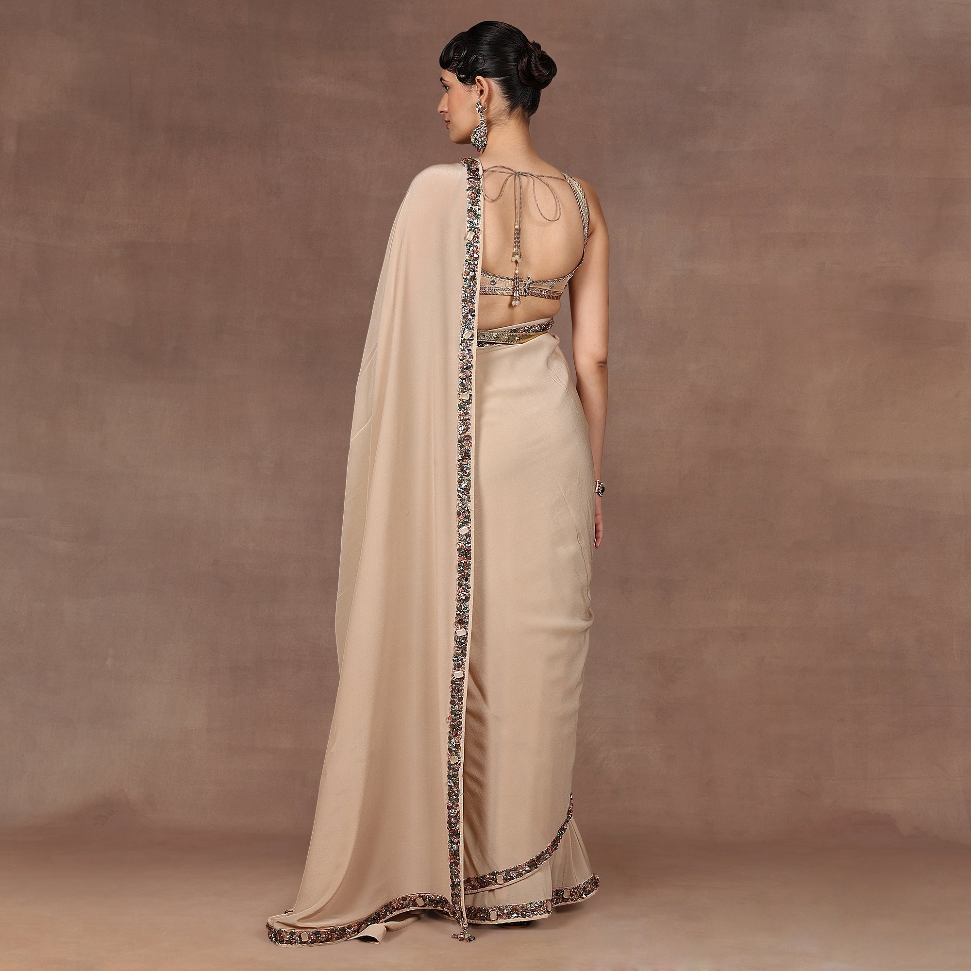 Jewelled Pink Saree Set