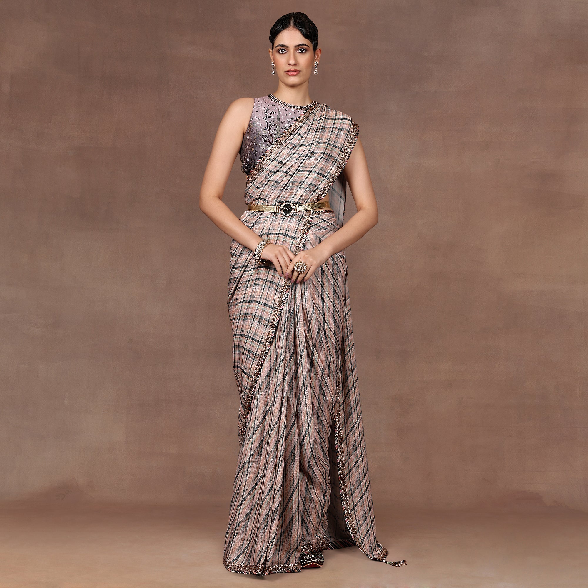 Mave Pink Ombre Saree Set