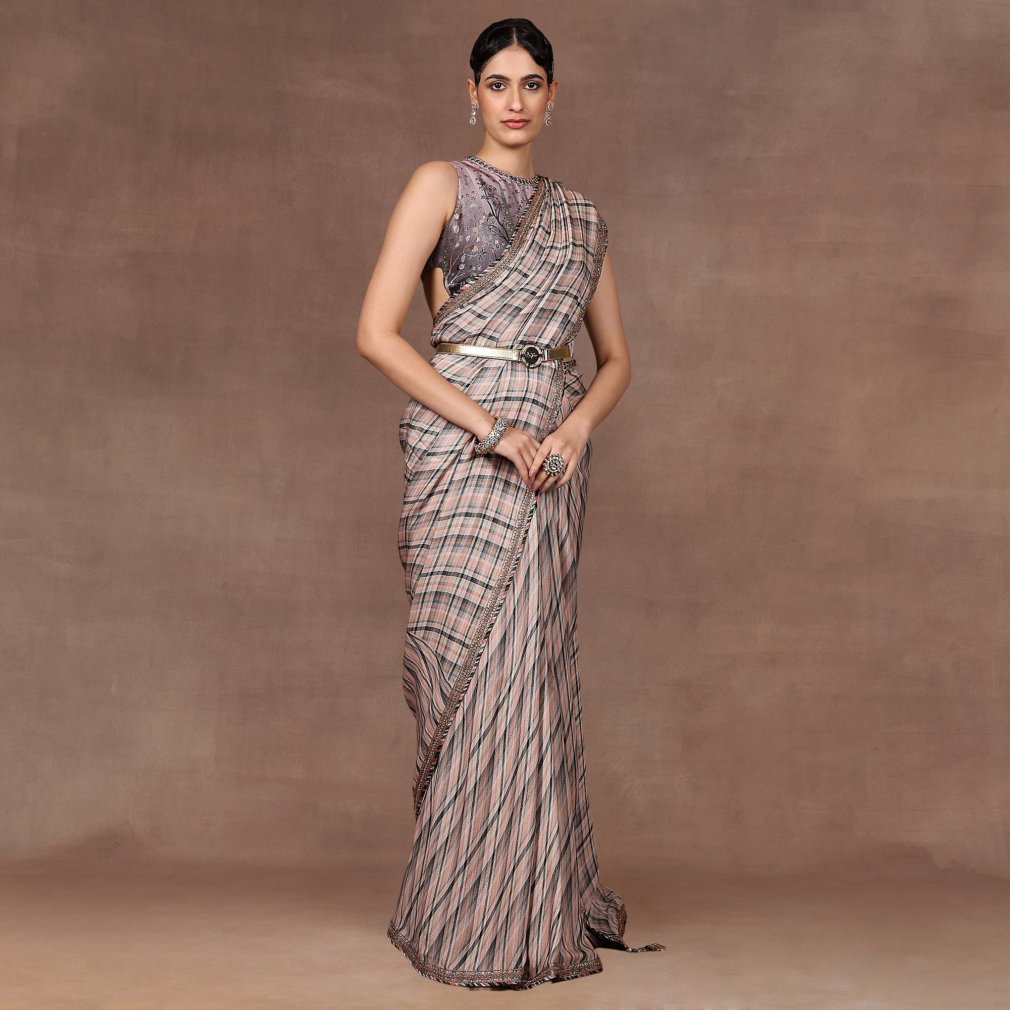 Mave Pink Ombre Saree Set