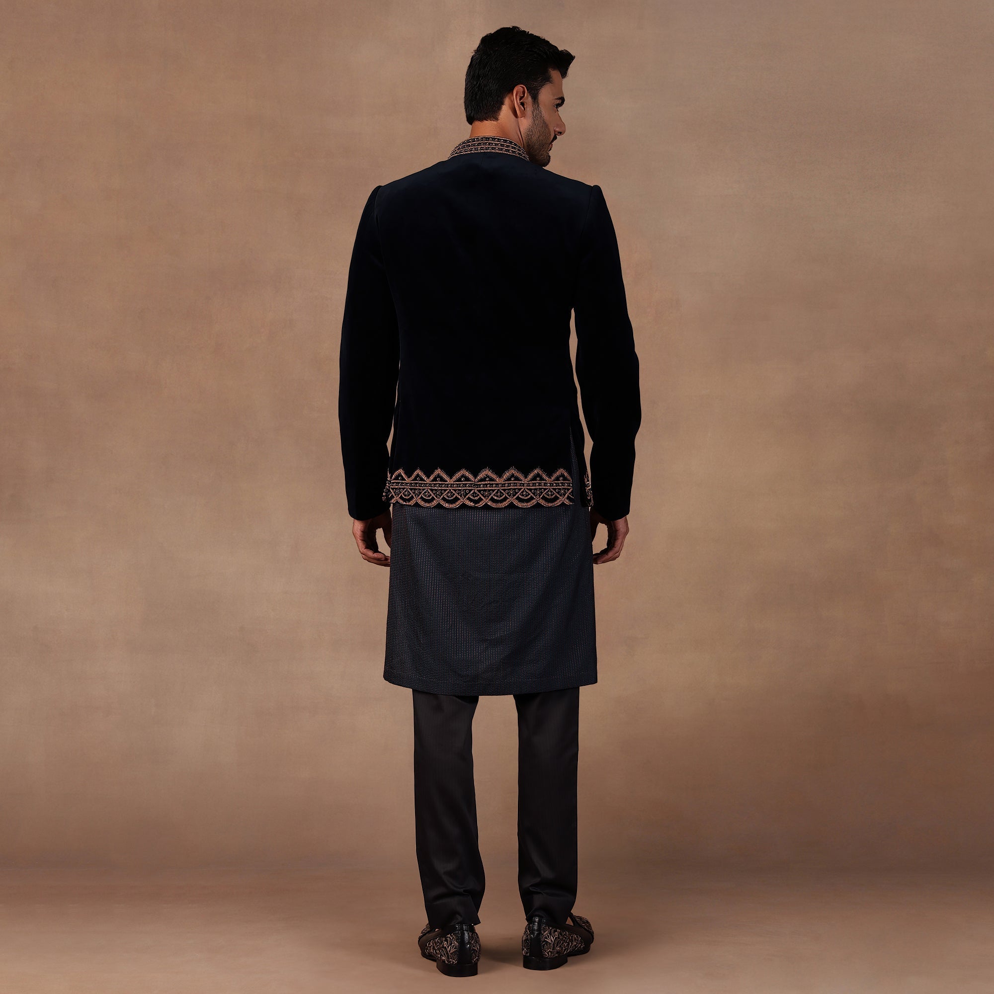 Midnight Blue Bandhgala Set | East