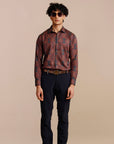 Midnight Blue - Burgundy Shirt