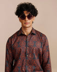 Midnight Blue - Burgundy Shirt