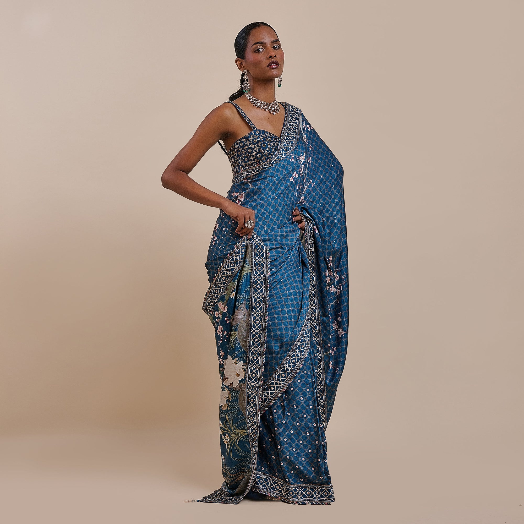 Midnight Blue Saree Set | Atth