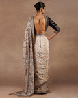 Almond Ivory - Burgundy Saree Set