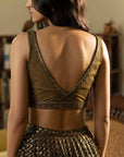 Moss Green Sequinned Lehenga Set - Ready to Ship