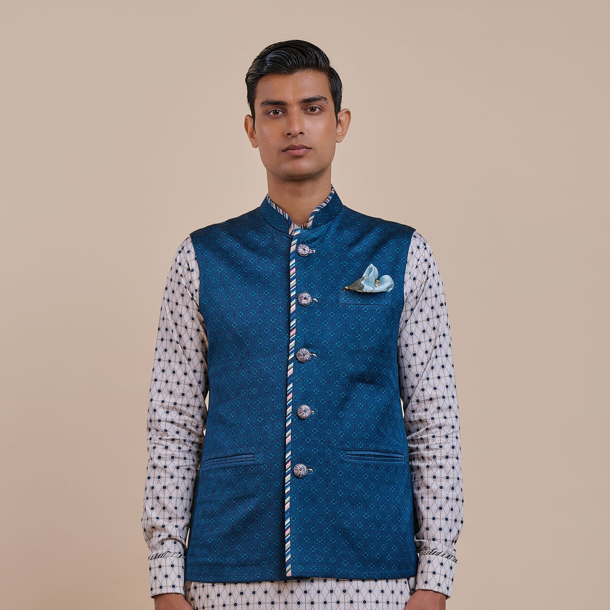Navy Blue Nehru Jacket | Atth