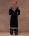 Navy Blue Velvet Sherwani Set | East