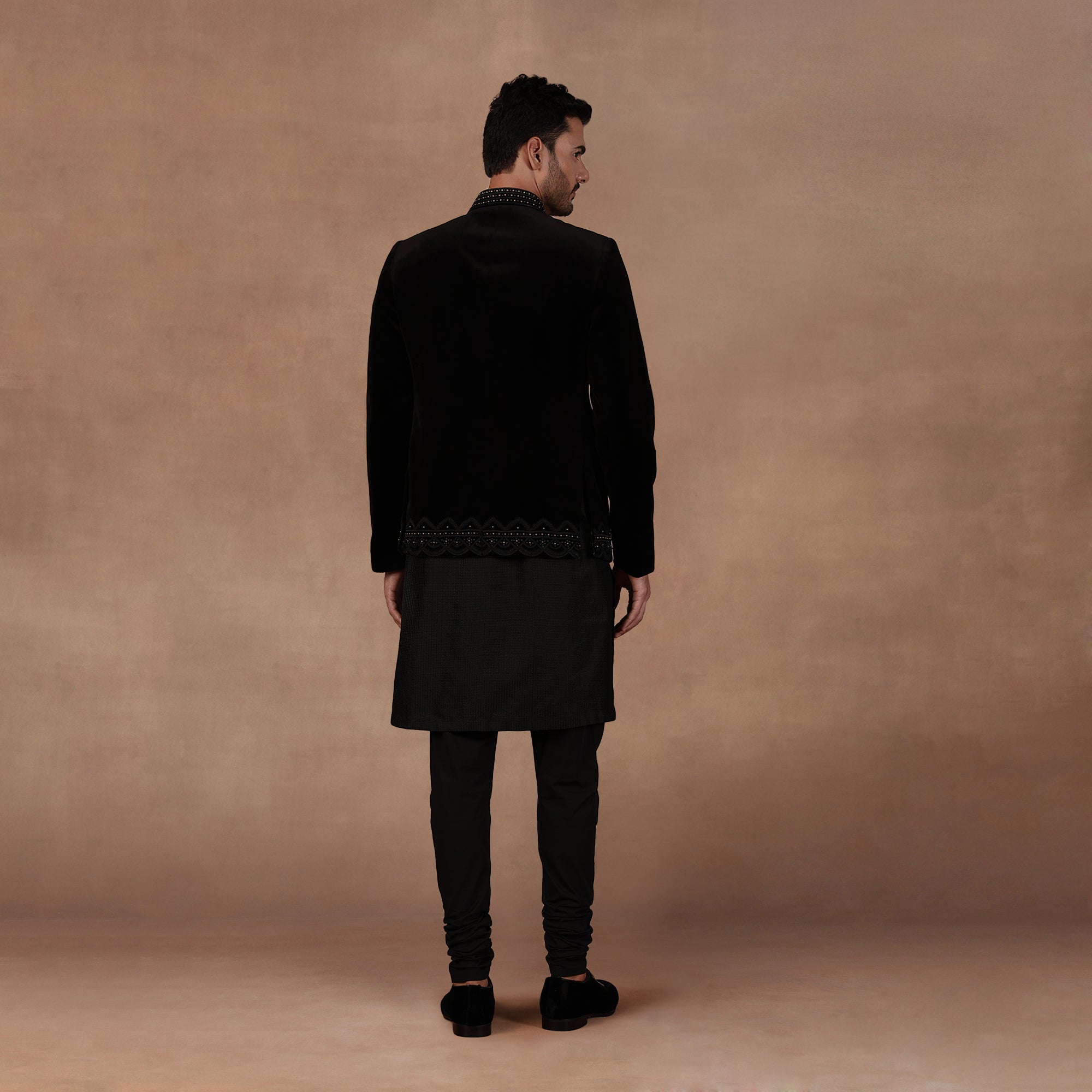 Noir Black Bandhgala Set | East