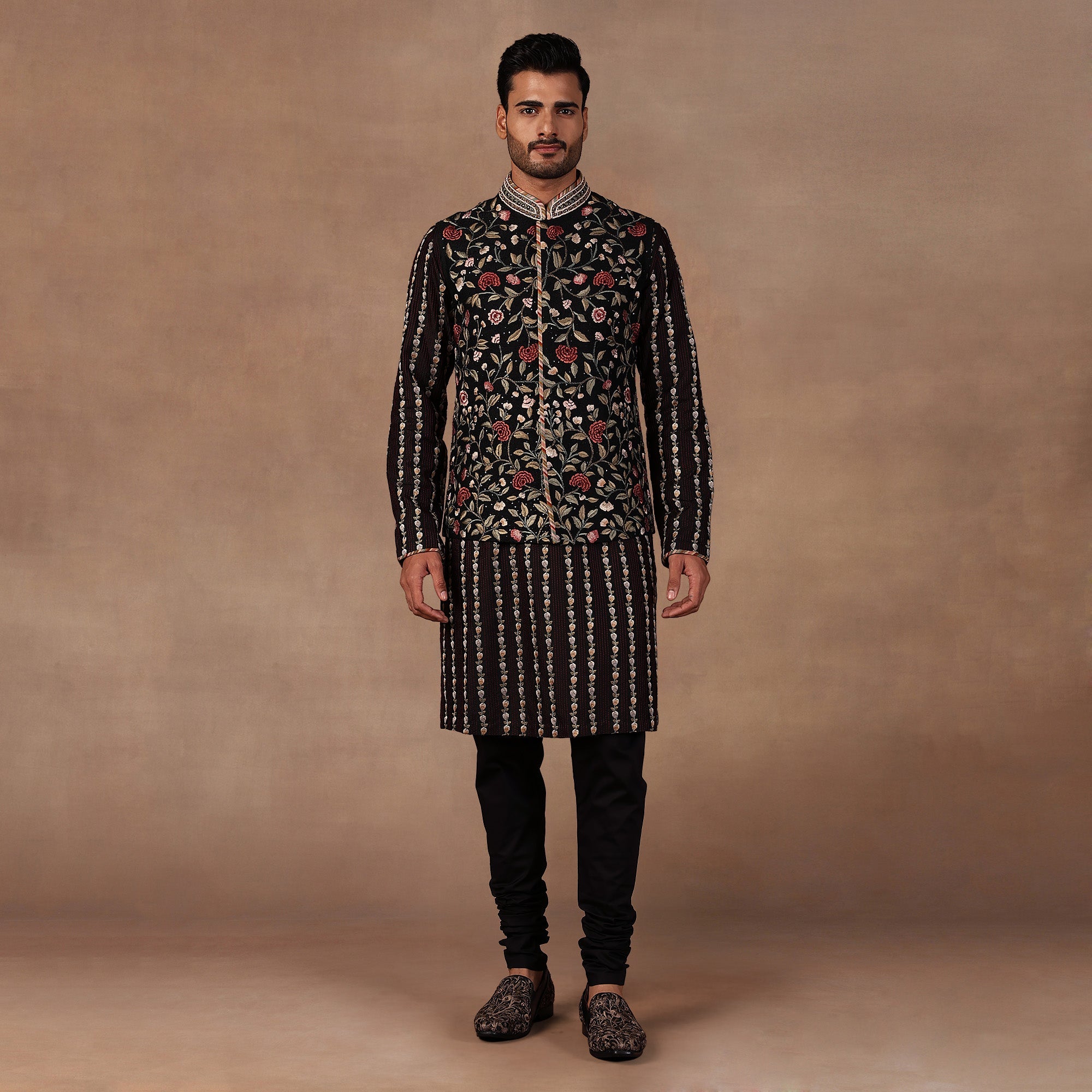 Noir Black Nehru Jacket Set | East
