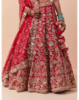 Red Zardozi Phool Embroidered Lehenga Set