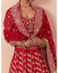 Red Zardozi Embroidered Lehenga Set