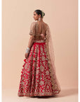 Red Lehenga Set With A Powder Pink Blouse And Dupatta Set