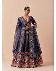 Blue Marori Work Lehenga Set With An Organza Dupatta
