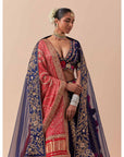Blue Marori Work Lehenga Set With Two Dupattas