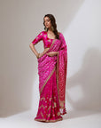 Fuschia Bandhanni Pallu Lehenga Saree