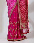 Fuschia Bandhanni Pallu Lehenga Saree