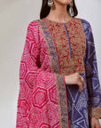 Purple Silk Bandhani Kurta Set