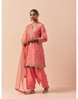 Peach Pink Kurta With Ijaar Set