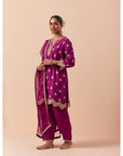 Wine Pink Kurta With Ijaar Set
