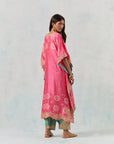 Pink Shaded Kaftan With Green Bottoms