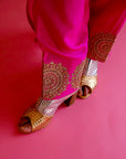 Hot Pink Silk Dupion Kurta With Tulip Pants Set