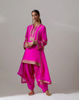 Fuschia Pink Kurta With Tulip Pants