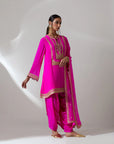 Fuschia Pink Kurta With Tulip Pants