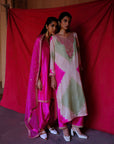Hot Pink And Pista Hand Dyed Kurta Set