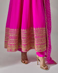 Fuschia Georgette Anarkali With Dori And Sequin Embroidery