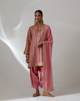 Dusty Pink Kurta Set With A Dupatta And Tulip Pants