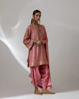 Dusty Pink Kurta Set With A Dupatta And Tulip Pants