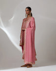 Dusty Pink Kurta Set With A Dupatta And Tulip Pants