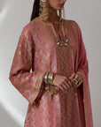 Dusty Pink Kurta Set With A Dupatta And Tulip Pants