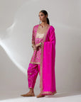 Fuschia Pink Georgette Kurta With An Embroidered Salwaar