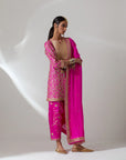 Fuschia Pink Georgette Kurta With An Embroidered Salwaar