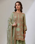 Pista Green Georgette Sharara Set