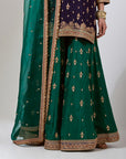 Navy Short Kurti With An Emerald Green Sharara And Dupatta
