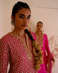 Hot Pink Georgette Gota Embroidered Sharara Set