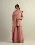 Dusty Pink Short Kurti With A Sharara And Dupatta