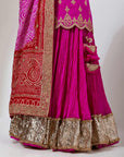 Fuschia Pink Kurti With Crushed Skirt Set