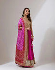Gold Gota Patti Blouse With A Crushed Silk Skirt Set