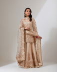 Ivory Marori And Gota Embroidered Sharara Set