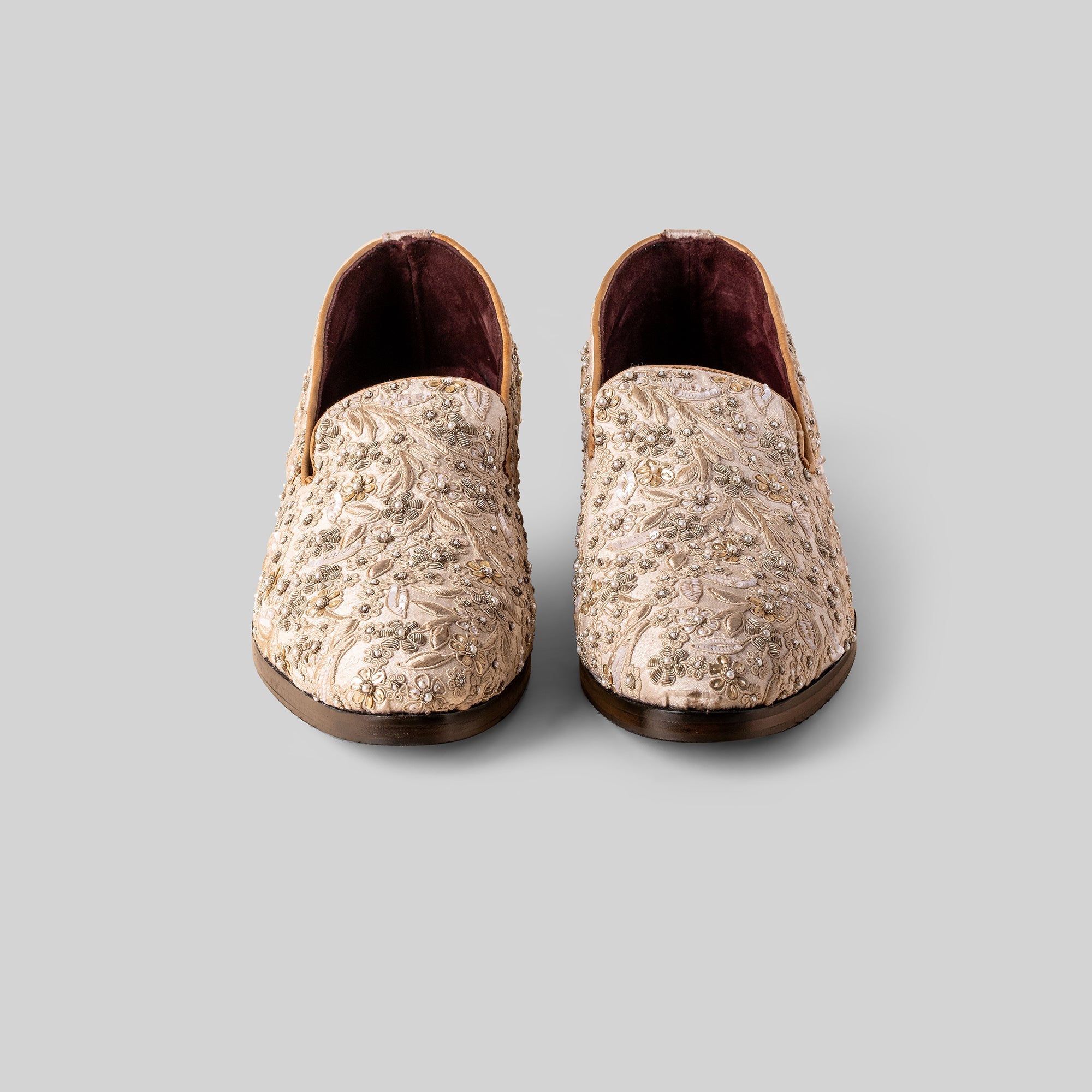 Pearl Ivory Embroidered Loafers